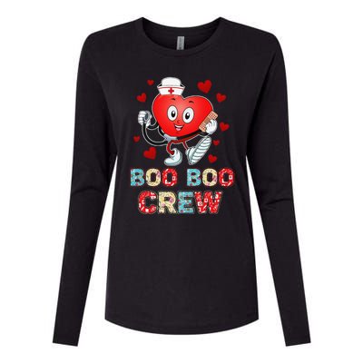 Funny Valentine's Day Boo Boo Crew Nurse Cute Heart Love Womens Cotton Relaxed Long Sleeve T-Shirt