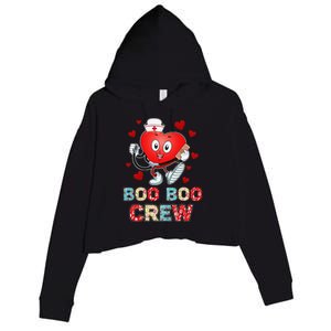 Funny Valentine's Day Boo Boo Crew Nurse Cute Heart Love Crop Fleece Hoodie