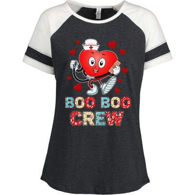 Funny Valentine's Day Boo Boo Crew Nurse Cute Heart Love Enza Ladies Jersey Colorblock Tee