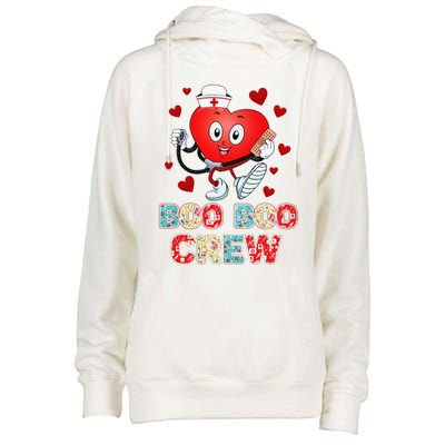 Funny Valentine's Day Boo Boo Crew Nurse Cute Heart Love Womens Funnel Neck Pullover Hood