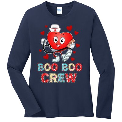 Funny Valentine's Day Boo Boo Crew Nurse Cute Heart Love Ladies Long Sleeve Shirt