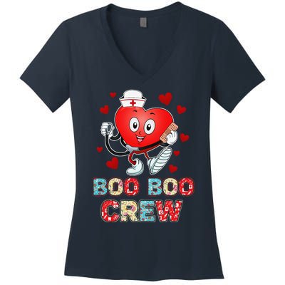 Funny Valentine's Day Boo Boo Crew Nurse Cute Heart Love Women's V-Neck T-Shirt