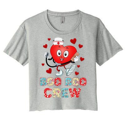 Funny Valentine's Day Boo Boo Crew Nurse Cute Heart Love Women's Crop Top Tee