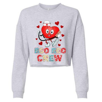 Funny Valentine's Day Boo Boo Crew Nurse Cute Heart Love Cropped Pullover Crew