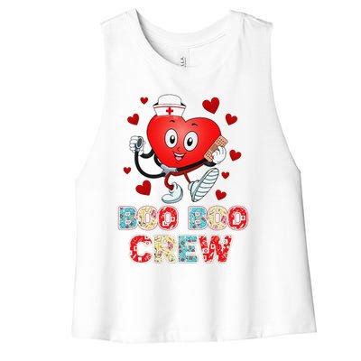 Funny Valentine's Day Boo Boo Crew Nurse Cute Heart Love Women's Racerback Cropped Tank