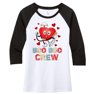 Funny Valentine's Day Boo Boo Crew Nurse Cute Heart Love Women's Tri-Blend 3/4-Sleeve Raglan Shirt