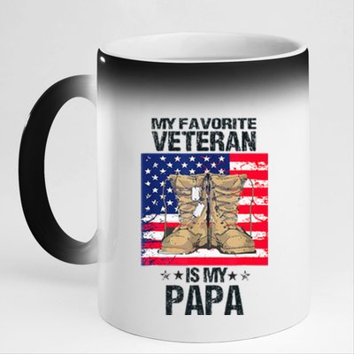 Father Veterans Day My Favorite Veteran Is My Papa 11oz Black Color Changing Mug