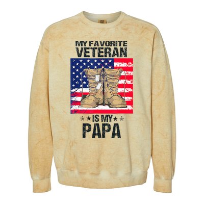 Father Veterans Day My Favorite Veteran Is My Papa Colorblast Crewneck Sweatshirt