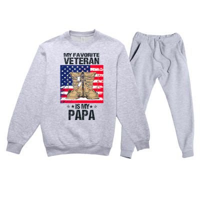 Father Veterans Day My Favorite Veteran Is My Papa Premium Crewneck Sweatsuit Set