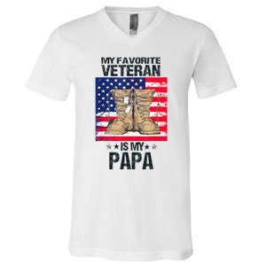 Father Veterans Day My Favorite Veteran Is My Papa V-Neck T-Shirt