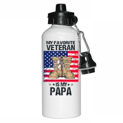 Father Veterans Day My Favorite Veteran Is My Papa Aluminum Water Bottle