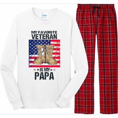 Father Veterans Day My Favorite Veteran Is My Papa Long Sleeve Pajama Set