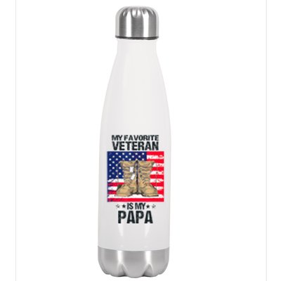 Father Veterans Day My Favorite Veteran Is My Papa Stainless Steel Insulated Water Bottle