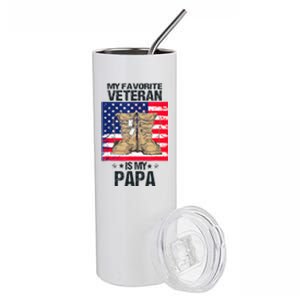 Father Veterans Day My Favorite Veteran Is My Papa Stainless Steel Tumbler