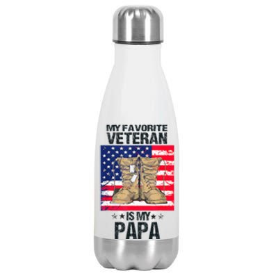 Father Veterans Day My Favorite Veteran Is My Papa Stainless Steel Insulated Water Bottle