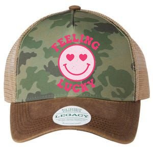 Funny Valentines Day Feeling Lucky Pink Smile Face Trendy Legacy Tie Dye Trucker Hat