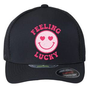 Funny Valentines Day Feeling Lucky Pink Smile Face Trendy Flexfit Unipanel Trucker Cap