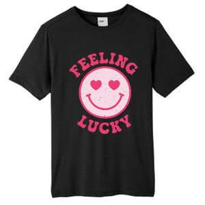 Funny Valentines Day Feeling Lucky Pink Smile Face Trendy Tall Fusion ChromaSoft Performance T-Shirt