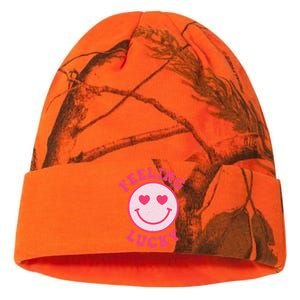 Funny Valentines Day Feeling Lucky Pink Smile Face Trendy Kati Licensed 12" Camo Beanie