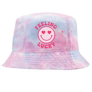 Funny Valentines Day Feeling Lucky Pink Smile Face Trendy Tie-Dyed Bucket Hat