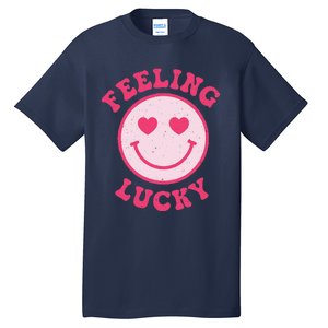 Funny Valentines Day Feeling Lucky Pink Smile Face Trendy Tall T-Shirt