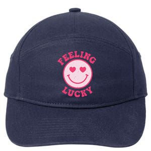 Funny Valentines Day Feeling Lucky Pink Smile Face Trendy 7-Panel Snapback Hat