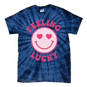 Funny Valentines Day Feeling Lucky Pink Smile Face Trendy Tie-Dye T-Shirt