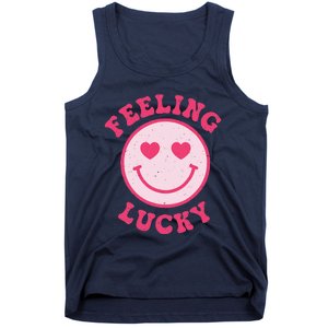 Funny Valentines Day Feeling Lucky Pink Smile Face Trendy Tank Top