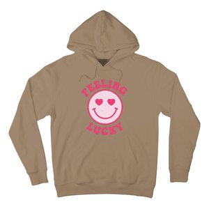 Funny Valentines Day Feeling Lucky Pink Smile Face Trendy Hoodie