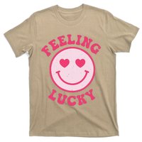 Funny Valentines Day Feeling Lucky Pink Smile Face Trendy T-Shirt