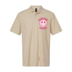 Funny Valentines Day Feeling Lucky Pink Smile Face Trendy Softstyle Adult Sport Polo