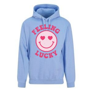 Funny Valentines Day Feeling Lucky Pink Smile Face Trendy Unisex Surf Hoodie