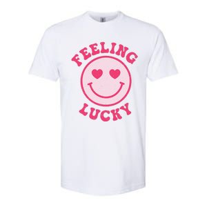 Funny Valentines Day Feeling Lucky Pink Smile Face Trendy Softstyle CVC T-Shirt