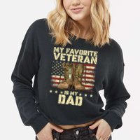 Father Veterans Day My Favorite Veteran Is My Dad Cropped Pullover Crew