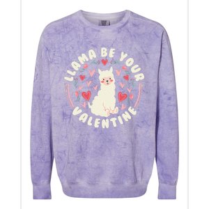 Funny Valentine's Day LLama LLama Be Your Valentine Colorblast Crewneck Sweatshirt