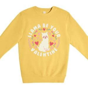 Funny Valentine's Day LLama LLama Be Your Valentine Premium Crewneck Sweatshirt