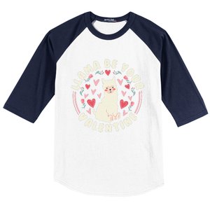 Funny Valentine's Day LLama LLama Be Your Valentine Baseball Sleeve Shirt