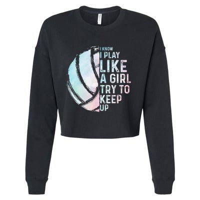 Funny Volleyball Design Women N Sports Lovers Cropped Pullover Crew