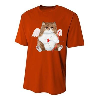 Funny Valentines Day Cat Cupid Heart Persian Kitty Cherub Performance Sprint T-Shirt