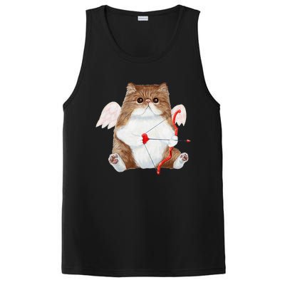 Funny Valentines Day Cat Cupid Heart Persian Kitty Cherub PosiCharge Competitor Tank