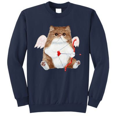 Funny Valentines Day Cat Cupid Heart Persian Kitty Cherub Sweatshirt