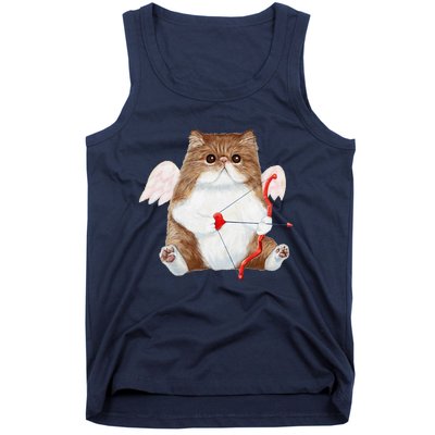 Funny Valentines Day Cat Cupid Heart Persian Kitty Cherub Tank Top