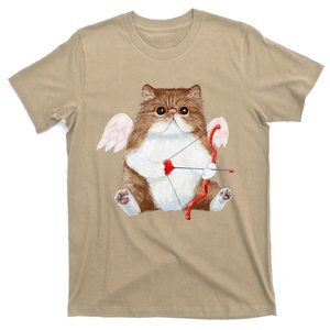 Funny Valentines Day Cat Cupid Heart Persian Kitty Cherub T-Shirt