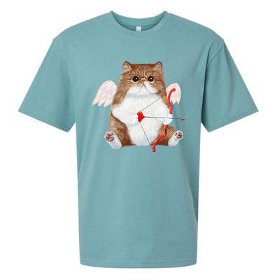 Funny Valentines Day Cat Cupid Heart Persian Kitty Cherub Sueded Cloud Jersey T-Shirt