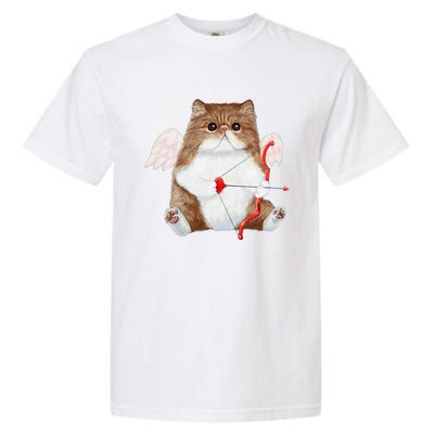 Funny Valentines Day Cat Cupid Heart Persian Kitty Cherub Garment-Dyed Heavyweight T-Shirt