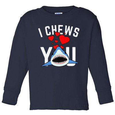 Funny Valentine's Day Party Shark Pun I Chews You Women Toddler Long Sleeve Shirt