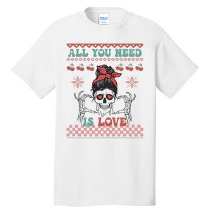 Funny Valentine's Day All You Need Is Love Skull Face Tall T-Shirt