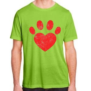 Funny Valentines Day Paw Print Heart Dog Cat Owner Adult ChromaSoft Performance T-Shirt