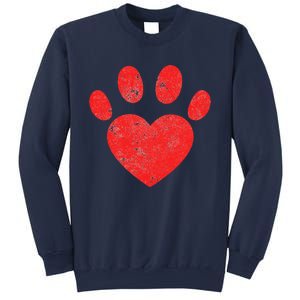 Funny Valentines Day Paw Print Heart Dog Cat Owner Sweatshirt