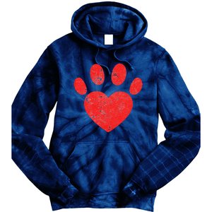 Funny Valentines Day Paw Print Heart Dog Cat Owner Tie Dye Hoodie